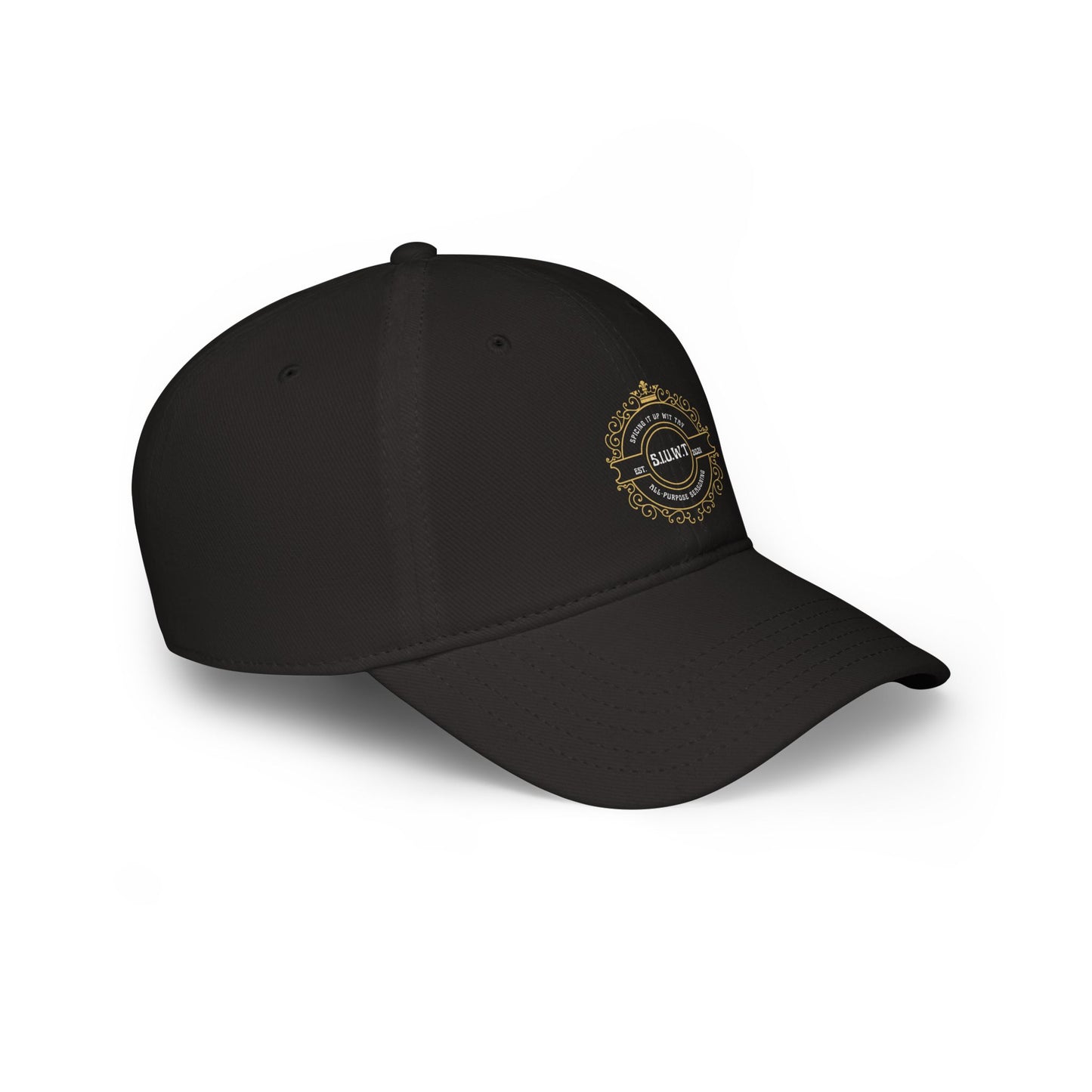 Low Profile Baseball Cap with Ornate Crest "S.H.W.T." – Classic Vintage Logo Hat