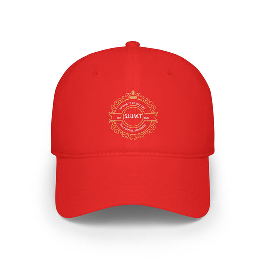 Low Profile Baseball Cap with Ornate Crest "S.H.W.T." – Classic Vintage Logo Hat